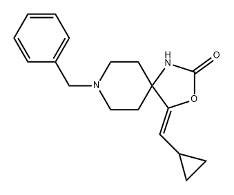 (Z)-8-benzyl-4-(cyclopropylmethylene)-3-oxa-1,8-diazaspiro[4,.5]decan-2-one Structure