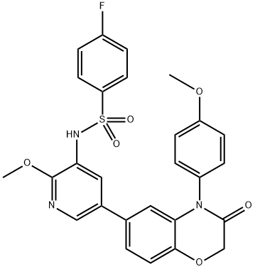 Benzenesulfonamide, N-[5-[3,4-dihydro-4-(4-methoxyphenyl)-3-oxo-2H-1,4-benzoxazin-6-yl]-2-methoxy-3-pyridinyl]-4-fluoro- Structure