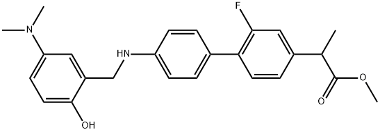 [1,1'-Biphenyl]-4-acetic acid, 4'-[[[5-(dimethylamino)-2-hydroxyphenyl]methyl]amino]-2-fluoro-α-methyl-, methyl ester Structure