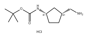 rel-tert-butyl ((1R,3S)-3-(aminomethyl)cyclopentyl)carbamate hydrochloride 구조식 이미지