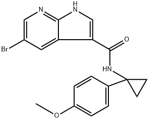 5-bromo-N-(1-(4-methoxyphenyl)cyclopropyl)-1H-pyrrolo[2,3-b]pyridine-3-carboxamide5-bromo-N-(1-(4-methoxyphenyl)cyclopropyl)-1H-pyrrole[2,3-b]pyridin-3-carboxylic acid amide 구조식 이미지