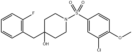 1-((3-chloro-4-methoxyphenyl)sulfonyl)-4-(2-fluorobenzyl)piperidin-4-ol1-((3-chloro-4-methoxyphenyl)sulphonyl)-4-(2-fluorobenzyl)piperidin-4-ol 구조식 이미지