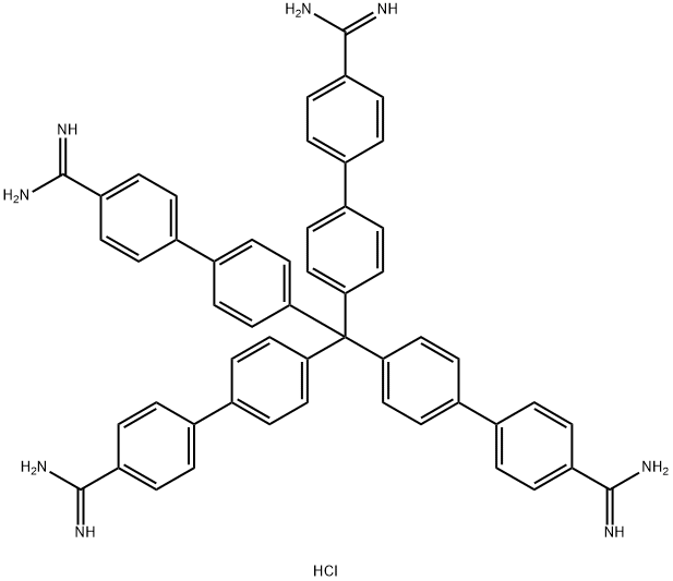 [1,1′-Biphenyl]-4-carboximidamide, 4′,4′′′,4′′′′′,4′′′′′′′-methanetetrayltetrakis-, hydrochloride (1:4) Structure