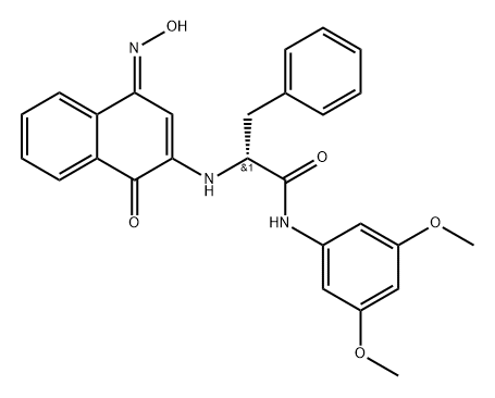 Benzenepropanamide, α-[[1,4-dihydro-4-(hydroxyimino)-1-oxo-2-naphthalenyl]amino]-N-(3,5-dimethoxyphenyl)-, (αR)- Structure