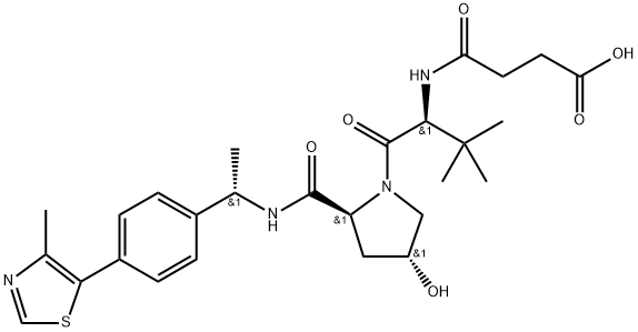 4-(((S)-1-((2S,4R)-4-hydroxy-2-(((S)-1-(4-(4-methylthiazol-5-yl)phenyl)ethyl)carbamoyl)pyrrolidin-1-yl)-3,3-dimethyl-1-oxobutan-2-yl)amino)-4-oxobutanoic acid 구조식 이미지
