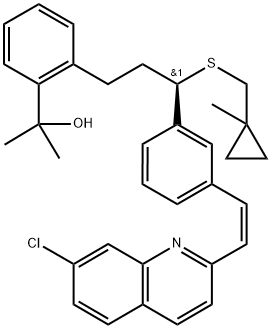 Benzenemethanol, 2-[(3R)-3-[3-[(1Z)-2-(7-chloro-2-quinolinyl)ethenyl]phenyl]-3-[[(1-methylcyclopropyl)methyl]thio]propyl]-α,α-dimethyl- Structure