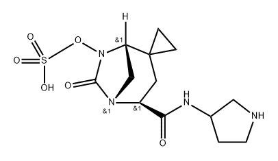 (1R,4S)-6-oxo-4-(pyrrolidin-3-ylaminoformyl)-5,7-diazaspiro[bicyclo[3.2.1]octane-2,1'-cyclopropane]-7-ylsulfuric acid 구조식 이미지