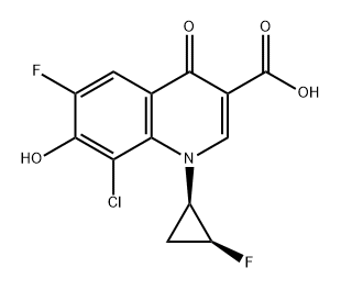 8-chloro-6-fluoro-1-((1R,2S)-2-fluorocyclopropyl)-7-hydroxy-4-oxo-1,4-dihydroquinoline-3-carboxylic acid Structure