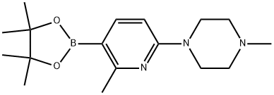 Piperazine, 1-methyl-4-[6-methyl-5-(4,4,5,5-tetramethyl-1,3,2-dioxaborolan-2-yl)-2-pyridinyl]- Structure