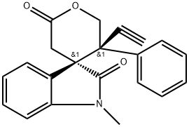 (3S,5′R)-5′-Ethynyl-5′,6′-dihydro-1-methyl-5′-phenylspiro[3H-indole-3,4′-[4H]pyran]-2,2′(1H,3′H)-dione Structure