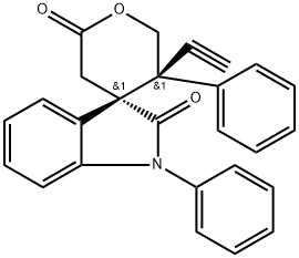 (3S,5′R)-5′-Ethynyl-5′,6′-dihydro-1,5′-diphenylspiro[3H-indole-3,4′-[4H]pyran]-2,2′(1H,3′H)-dione Structure