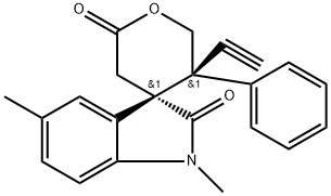 (3S,5′R)-5′-Ethynyl-5′,6′-dihydro-1,5-dimethyl-5′-phenylspiro[3H-indole-3,4′-[4H]pyran]-2,2′(1H,3′H)-dione Structure