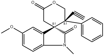 (3S,5′R)-5′-Ethynyl-5′,6′-dihydro-5-methoxy-1-methyl-5′-phenylspiro[3H-indole-3,4′-[4H]pyran]-2,2′(1H,3′H)-dione Structure