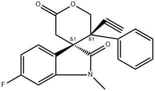 (3S,5′R)-5′-Ethynyl-6-fluoro-5′,6′-dihydro-1-methyl-5′-phenylspiro[3H-indole-3,4′-[4H]pyran]-2,2′(1H,3′H)-dione Structure