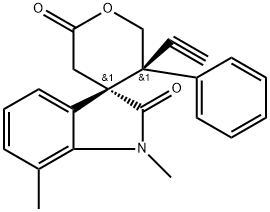 (3S,5′R)-5′-Ethynyl-5′,6′-dihydro-1,7-dimethyl-5′-phenylspiro[3H-indole-3,4′-[4H]pyran]-2,2′(1H,3′H)-dione Structure