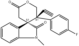 (3S,5′R)-5′-Ethynyl-5′-(4-fluorophenyl)-5′,6′-dihydro-1-methylspiro[3H-indole-3,4′-[4H]pyran]-2,2′(1H,3′H)-dione Structure