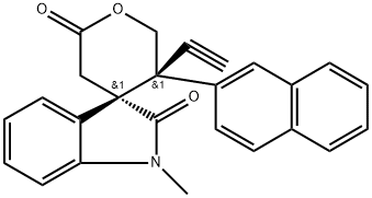 (3S,5′R)-5′-Ethynyl-5′,6′-dihydro-1-methyl-5′-(2-naphthalenyl)spiro[3H-indole-3,4′-[4H]pyran]-2,2′(1H,3′H)-dione Structure