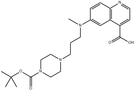 4-Quinolinecarboxylic acid, 6-[[3-[4-[(1,1-dimethylethoxy)carbonyl]-1-piperazinyl]propyl]methylamino]- Structure