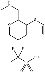 Methanesulfonic acid, 1,1,1-trifluoro-, compd. with 4,7-dihydro-N-methyl-5H-thieno[2,3-c]pyran-7-methanamine, hydrochloride (1:1:1) Structure