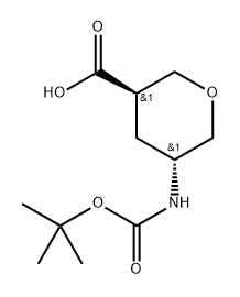 (3R, 5R)-5-tert-Butoxycarbonylamino-tetrahydro-pyran-3-carboxylic acid Structure