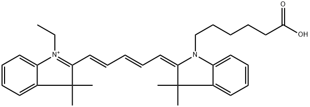 3H-Indolium, 2-[(1E,3E,5E)-5-[1-(5-carboxypentyl)-1,3-dihydro-3,3-dimethyl-2H-indol-2-ylidene]-1,3-pentadien-1-yl]-1-ethyl-3,3-dimethyl- Structure