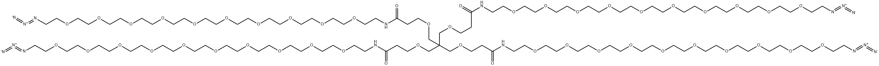 4,8,15,18,21,24,27,30,33,36,39,42-Docosaoxa-12-azatetratetracontanamide, 44-azido-N-(32-azido-3,6,9,12,15,18,21,24,27,30-decaoxadotriacont-1-yl)-6,6-bis(38-azido-5-oxo-2,9,12,15,18,21,24,27,30,33,36-undecaoxa-6-azaoctatriacont-1-yl)-11-oxo- Structure