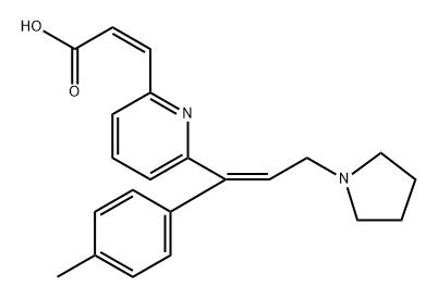 (Z)-3-(6-((Z)-3-(Pyrrolidin-1-yl)-1-(p-tolyl)prop-1-en-1-yl)pyridin-2-yl)acrylic Acid Structure