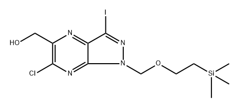 (6-Chloro-3-iodo-1-((2-(trimethylsilyl)ethoxy)methyl)-1H-pyrazolo[3,4-b]pyrazin-5-yl)methanol Structure