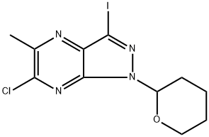 6-Chloro-3-iodo-5-methyl-1-(tetrahydro-2H-pyran-2-yl)-1H-pyrazolo[3,4-b]pyrazine Structure