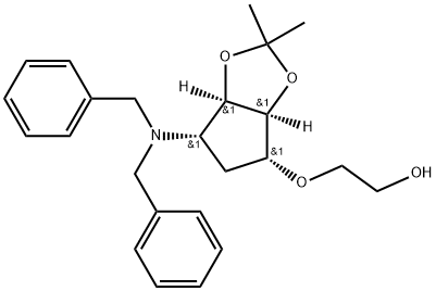 2-(3aS,4R,6S,6aR)-6-Bis(phenylmethyl)aminotetrahydro-2,2-dimethyl-4H-cyclopenta-1,3-dioxol-4-yloxyethanol Structure