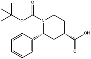 1,4-Piperidinedicarboxylic acid, 2-phenyl-, 1-(1,1-dimethylethyl) ester, (2R,4S) Structure