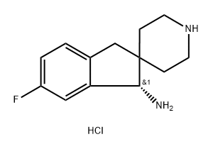 Spiro[2H-indene-2,4'-piperidin]-1-amine, 6-fluoro-1,3-dihydro-, hydrochloride (1:2), (1S)- 구조식 이미지