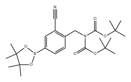 tert-Butyl (tert-butoxycarbonyl)(2-cyano-4-(4,4,5,5-tetramethyl-1,3,2-dioxaborolan-2-yl)benzyl)carbamate Structure