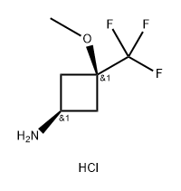 Cyclobutanamine, 3-methoxy-3-(trifluoromethyl)-, hydrochloride (1:1), cis- Structure