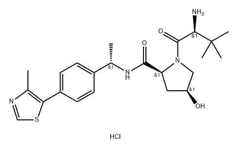 (2S,4S)-1-((S)-2-Amino-3,3-dimethylbutanoyl)-4-hydroxy-N-((S)-1-(4-(4-methylthiazol-5-yl)phenyl)ethyl)pyrrolidine-2-carboxamide hydrochloride 구조식 이미지