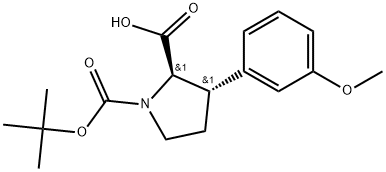 1-[(tert-butoxy)carbonyl]-3-(3-methoxyphenyl)pyrrolidine-2-carboxylic acid Structure