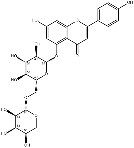 4H-1-Benzopyran-4-one, 7-hydroxy-2-(4-hydroxyphenyl)-5-[(6-O-β-D-xylopyranosyl-β-D-glucopyranosyl)oxy]- Structure