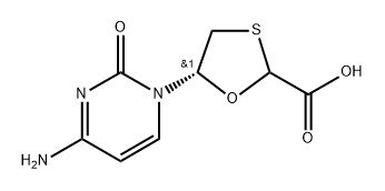 (5S)-5-(4-amino-2-oxopyrimidin-1(2H)-yl)-1,3-oxathiolane-2-carboxylic acid Structure