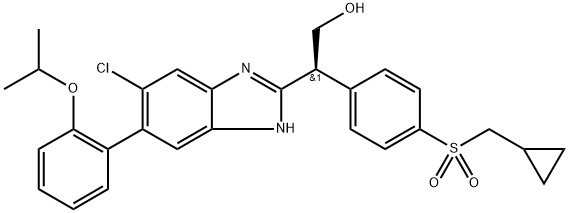 (2S)-2-[6-Chloro-5-(2-isopropoxy-phenyl)-1H-benzoimidazol-2-yl]-2-(4-cyclopropylmethanesulfonyl-phenyl)-ethanol Structure