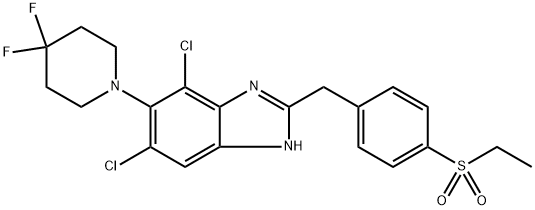 4,6-Dichloro-5-(4,4-difluoro-piperidin-1-yl)-2-(4-ethanesulfonyl-benzyl)-1H-benzoimidazole Structure