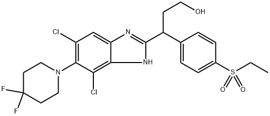 3-[4,6-Dichloro-5-(4,4-difluoro-piperidin-1-yl)-1H-benzoimidazol-2-yl]-3-(4-ethanesulfonyl-phenyl)-propan-1-ol Structure