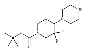 1-Piperidinecarboxylic acid, 3,3-difluoro-4-(1-piperazinyl)-, 1,1-dimethylethyl ester 구조식 이미지