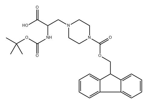 2-{[(tert-butoxy)carbonyl]amino}-3-(4-{[(9H-fluoren
-9-yl)methoxy]carbonyl}piperazin-1-yl)propanoic
acid Structure