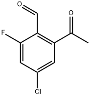 2-acetyl-4-chloro-6-fluorobenzaldehyde Structure