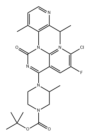 1-Piperazinecarboxylic acid, 4-[(1R)-7-chloro-6-fluoro-1,2-dihydro-1-[4-methyl-2-(1-methylethyl)-3-pyridinyl]-2-oxopyrido[2,3-d]pyrimidin-4-yl]-3-methyl-, 1,1-dimethylethyl ester, (3S)- Structure