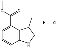 1H-Indole-4-carboxylic acid, 2,3-dihydro-3-methyl-, methyl ester, hydrochloride (1:1) 구조식 이미지