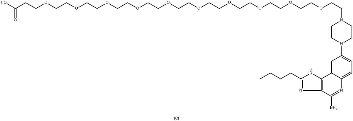 4,7,10,13,16,19,22,25,28,31-Decaoxatritriacontanoic acid, 33-[4-(4-amino-2-butyl-3H-imidazo[4,5-c]quinolin-8-yl)-1-piperazinyl]-, hydrochloride (1:1) Structure