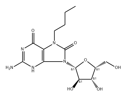 7-n-Butyl-7,8-dihydro-8-oxo-9-(beta-D-xylofuranosyl)guanine Structure