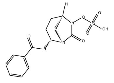 (1R,2S,5R)-2-(nicotinamido)-7-oxo-1,6-diazabicyclo[3.2.1]octan-6-yl hydrogen sulfate 구조식 이미지