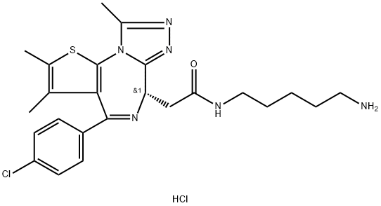 (S)-N-(5-aminopentyl)-2-(4-(4-chlorophenyl)-2,3,9-trimethyl-6H-thieno[3,2-f][1,2,4]triazolo[4,3-a][1,4]diazepin-6-yl)acetamide hydrochloride Structure